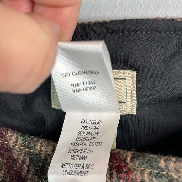 L.L.Bean Favourite Fit Skirt Wool Blend Weave Plaid Tartan Brown Tan Burgundy 6P - Picture 9 of 11